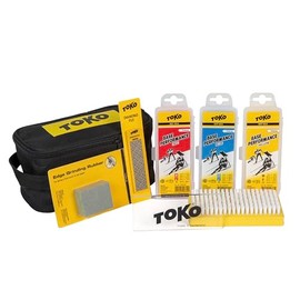 TOKO Basic Tune & Wax Kit for Skis and Snowboards - 3 Multi-Temp Wax Packs (120g), Nylon Brush, 3mm Scraper, Fine Diamond File, Edge Rubber