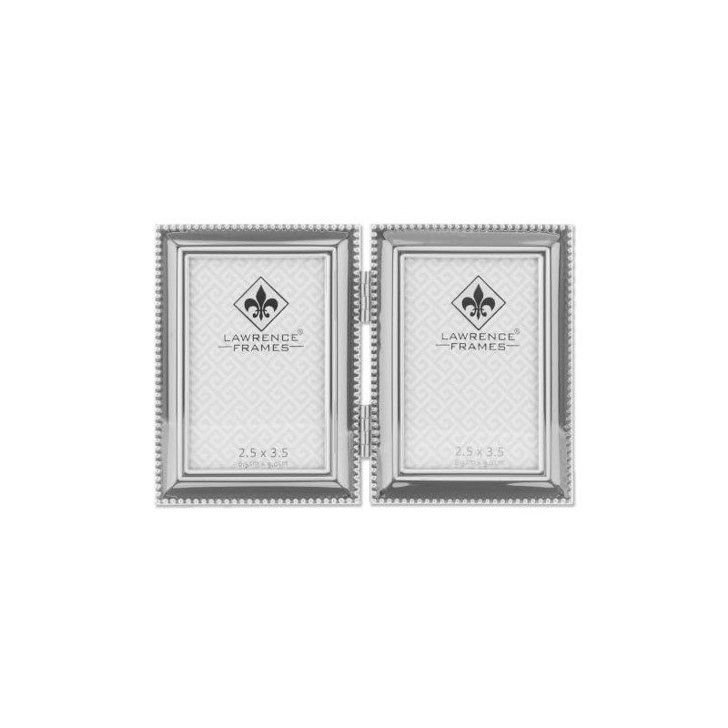 Lawrence Frames Bead Border Design, 2.5x3.5 Double, Silver