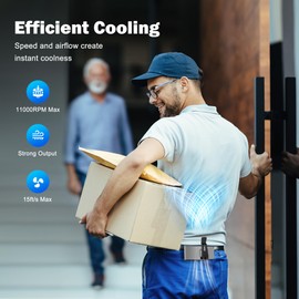 AMACOOL Portable Waist Fan, 11000RPM Strong Airflow with 5 Speeds, 20Hrs Cooling, Personal Waist Clip Fan, Hands-Free Shirt Fans Wearable Belt Fans for Outdoor Jobsite Camping Hiking Travel