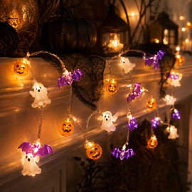 Halloween Fairy String Lights for Indoor & Outdoor Decor – Mini Ghost, Pumpkin or Bat LEDs on Flexible Wire for Parties & Home