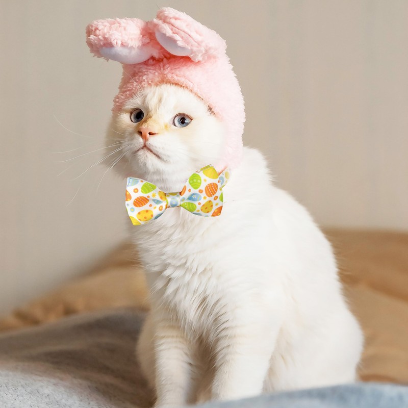 Easter Cat Collar with Bow Tie 2Pack Adjustable Breakaway Safety