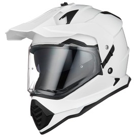 ILM Dual Sport Adventure Motorcycle Helmet with Pinlock Compatible Sun Visor Snowmobile ATV Dirt Bike Off Road Casco Model WS902 (White, L)
