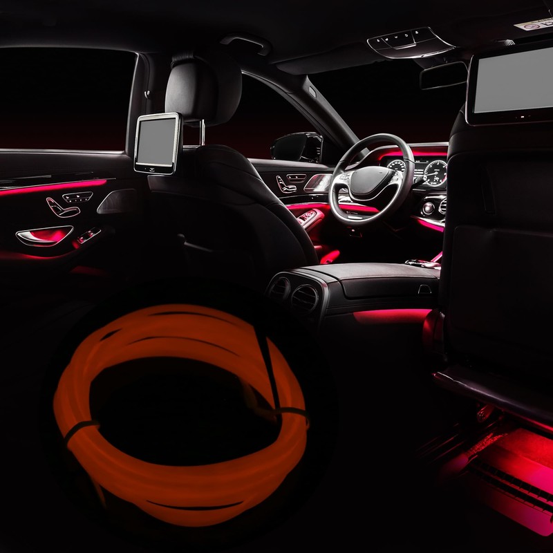 X AUTOHAUX 2 Meter/6ft Neon EL Wire Strip Orange Light