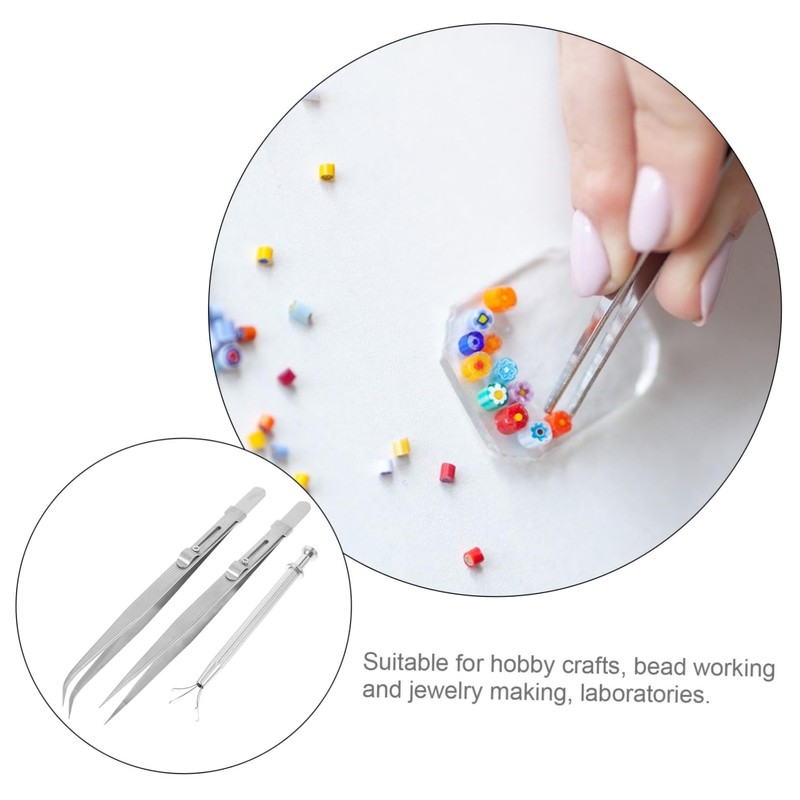 CORHAD Jewelry Tweezers Stainless Steel Tips Non-Slip Handle Multi-use for