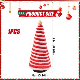 Small Christmas Tree Mini Cloth Christmas Trees Red and White Striped Cotton Rope Tabletop Artificial Xmas Tree Ornaments for Holiday Home Office Bedroom Tabletop Decors Unique Gift