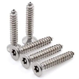 Glvaner M5 x 35mm (50 pcs) Flat Countersunk Head Torx Security Sheet Metal Screws, 304 Stainless Steel 18-8 Tamper Resistant Self Tapping Screws, Anti-Theft Tamper Proof Wood Screws with Bit T25