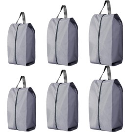 CJWLKJ 6Pcs Multi-Size Travel Shoe Bags Portable Travel Gifts Shoe Organizer with Zipper Closure, Waterproof Nylon Shoe Storage Organizer with Handle Travel Bags for Men and Women, Grey