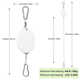 ZUZUAN 2Pcs Upgraded Heavy Duty Retractable Plant Hanger,Plant Pulleys for Hanging Plants,Easy to Raise and Lower,Auto Lock,Adjustable Hook for Garden Baskets Pots,Birds Feeder and Wind Chime,White