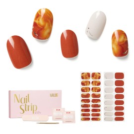 NAILOG Semi-cured Gel Nail Stickers (34 Pieces), Nail Seal Curing Type, Long Lasting, Salon Quality, Nail Stickers, Nail Kit, Beautiful Gloss, Art Design, Fall | Milk Tea