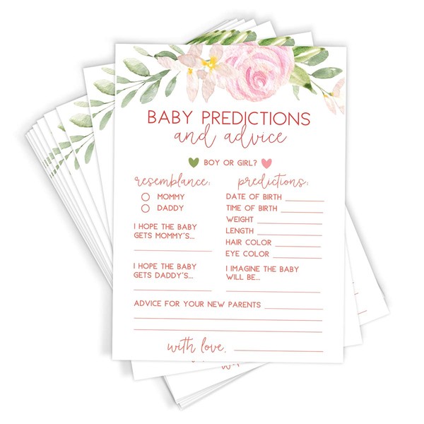 Printed Party Baby Predictions & Advice Cards for New Parents