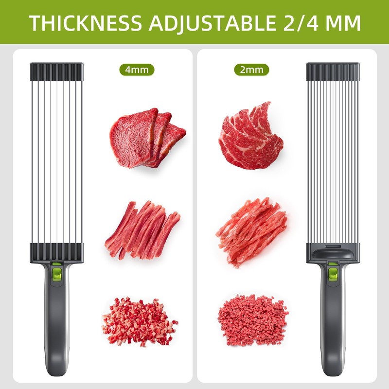 SupMaKin Fresh Meat Slicer, Thickness Adjustable 2 or 4 mm,