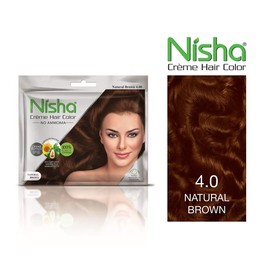 Nisha Cream Hair Color Rich Bright Long Lasting Hair Colouring For Ultra Soft Deep Shine 100% Grey Coverage Conditioning With Natural Herbs Natural Brown (Pack of 6)