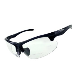 POLARS DESIGN Bifocal TR90 frame One piece Shield clear lens Sport Sunglasses for Men and Women -Sun Readers 1.5, B1-tra01b-black Frame-1.5, Medium