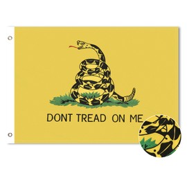 VICDRIA Gadsden Snake Flag 3x5 Outdoor Premium Embroidered Polyester Dont Tread On Me Libertarian Flag with Vivid Powerful Snake