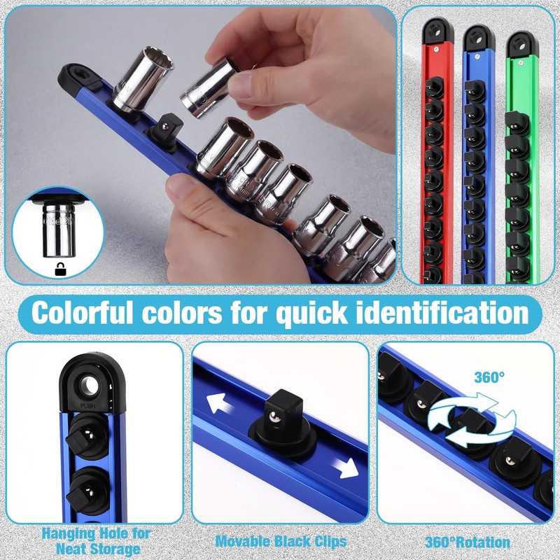 Ceenna 24 Piece Magnetic Socket Organizer Set, Heavy Duty Socket