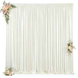 Ivory Backdrop Curtains 12 ft X 10 ft Wrinkle Free Polyester Fabric Photo Backdrop, 2 Panels 12ft X 5ft Ivory Drapes for Birthday Party, Wedding, Photography Background Decorations
