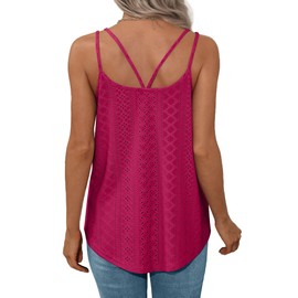 XIEERDUO Summer Tops for Women 2024 Casual Dressy Spaghetti Strap Camisole Tank Tops Plus Size Outfits Rose XL
