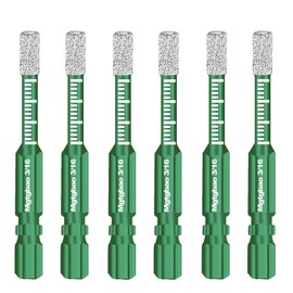 Mgtgbao 6pc Green 3/16” Dry Diamond Drill Bits Set，6PCS 5mm Hex Shank Core Drill Bit Brazed with Cooling Wax for Porcelain Tile Ceramic Concrete Granite Marble Hard Materials (not for Wood).