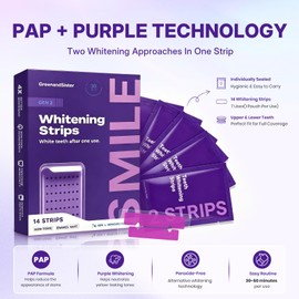 Purple Teeth Whitening Strips 7 Treatments, Peroxide-Free Teeth Whitener for Sensitive Teeth, Enamel Safe Formula Removes Coffee Tea Wine Stains
