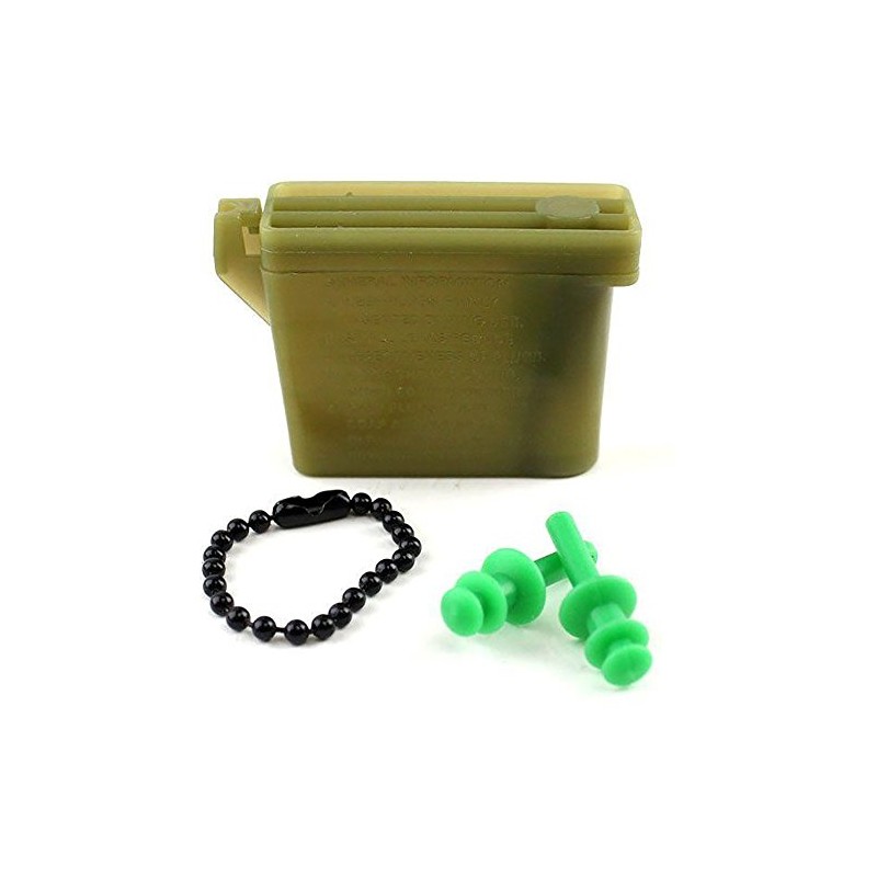 Vanguard Military Ear Plugs with Chain and Case (Green, Small)