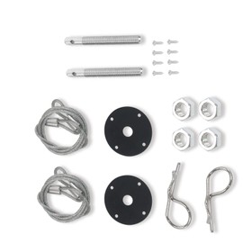 MACHSWON Car Engine Hood Pin Plate Bonnet Lock Clip Kit Modified Black Stainless Steel