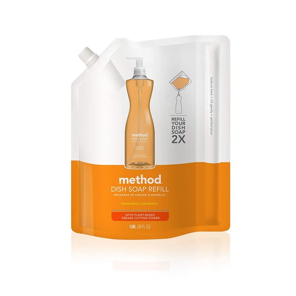 Method Gel Dish Soap Refill, Clementine, 36 Ounces, 1 pack, Packaging May Vary