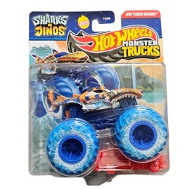 Hot Wheels Monster Trucks Tiger Shark, Sharks vs Dinos Series, Blue and Orange
