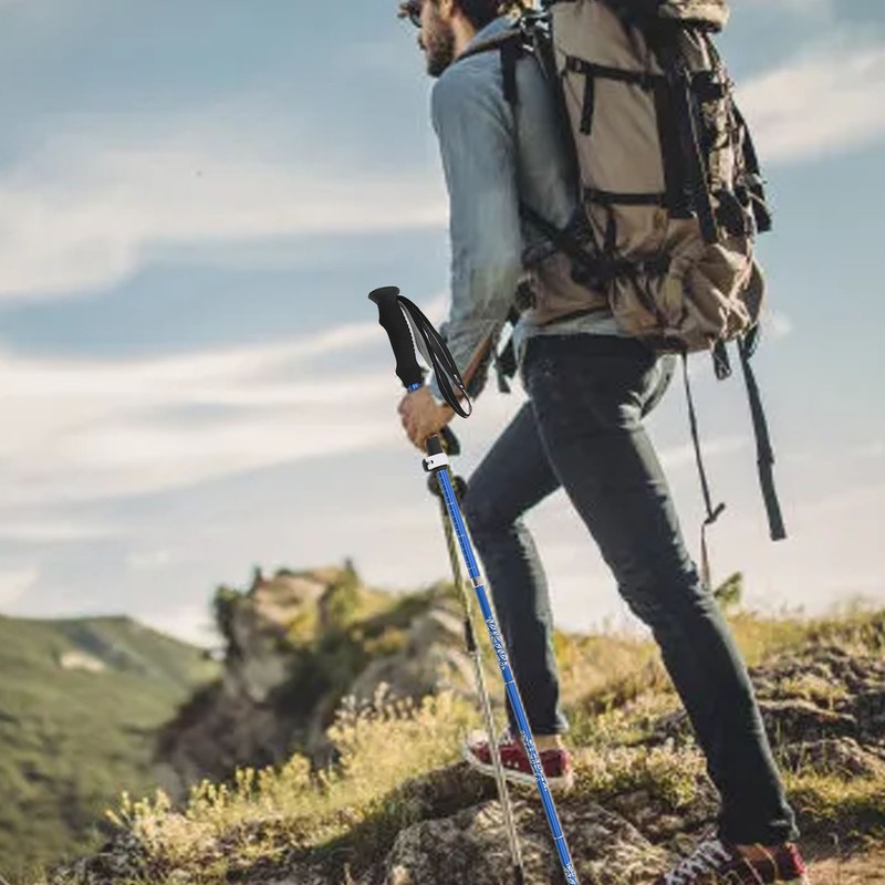 Hiking Poles Collapsible 5 Sections Portable Aluminum Hiking Sticks for