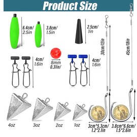 AIMALL Luya Bait Fishing Kit, 78-Piece Saltwater Surf Fishing Gear Set, Includes Floats, Weights, Hooks, and More for Boating, Fishing Accessories