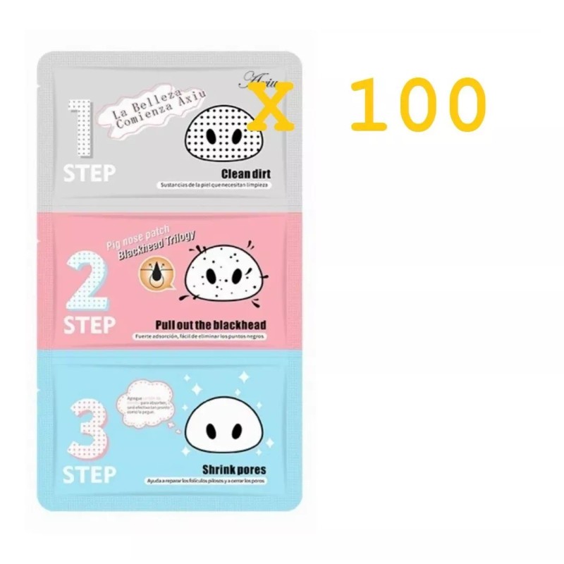 Axiu 100 Mascarillas De 3 Pasos Tira Puntos Negros Nariz