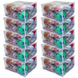 10-Pack Jumbo Heavy Duty Vinyl Zippered Storage Bags (Clear) for Sweaters, Blankets, Comforters, Bedding Sets and Much More! (23" x 23" x 12", 27.5 Gallon)