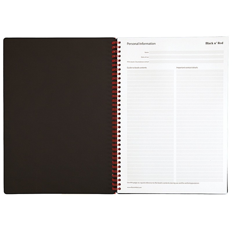 CASE OF 6 Black n' Red Twin Wirebound Notebook, Poly
