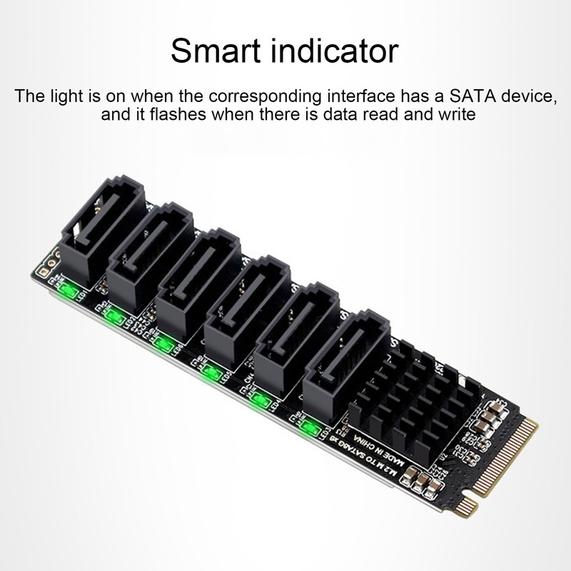 M.2 to SATA3.0 Adapter Card 6Gbps High Speed ASM1166 M.2
