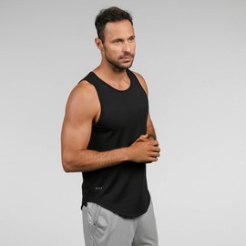 BYLT Performance Drop-Cut Men's Tank Shirt – Athletic Drop Cut Sleeveless Top – Moisture Wicking, Quick-Dry, Tapered Fit, Black, XX-Large