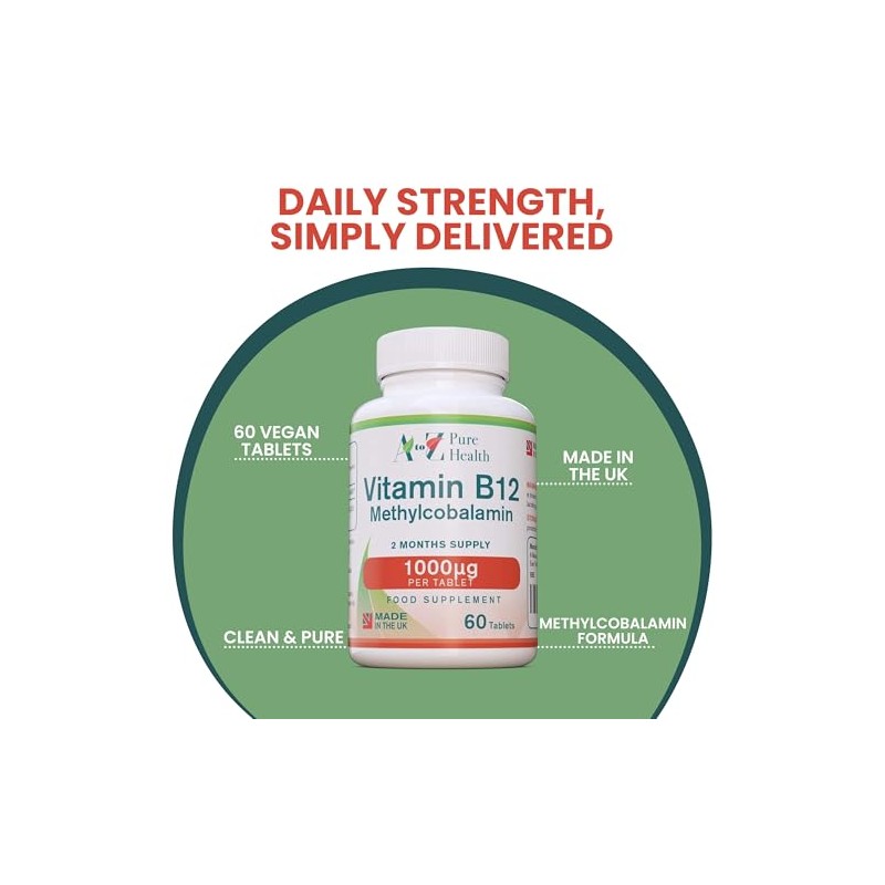 Energy Supplement, Vitamin B12 Complex High Strength Vegan Tablets |