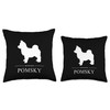 Pomsky Dog White Silhouette Throw Pillow