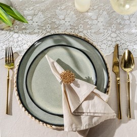 AmorArc Ceramic Dinnerware Sets,Handmade Reactive Glaze Stoneware Plates and Bowls Set,Highly Chip and Crack Resistant | Dishwasher & Microwave Safe Dishes Set,Service for 4 (12pc)