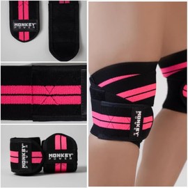 MONKEY POWER FIT Par de RODILLERAS CLASICAS Elásticas Tipo Venda Amarre Perfecto para tus ejercicios y protección para tus extremidades, Gym Fitness D