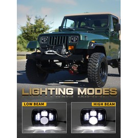 VI9000 5x7 7x6 H6054 led headlights with Hi/Low Sealed Beam Compatible with Chevy Express Jeep Wrangler YJ Cherokee XJ Ford Bronco and GMC Savana ect