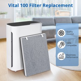 2 Pack Vital 100 True HEPA Replacement Filter Compatible with LEVOIT 100 Air Purifier, H13 and High-Efficiency Activated Carbon Set, Part Number 100-RF