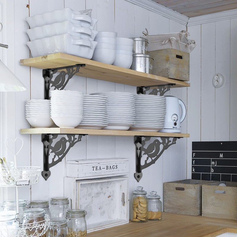 SELEWARE Heavy Duty Shelf Brackets 10 Inch, Bird Shelves Brackets,
