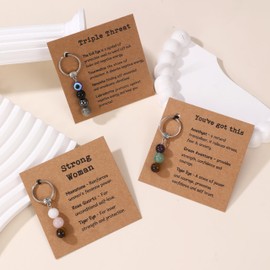 GINAZL Evil Eye Keychain, Natural Crystal Keychains for Women Protection Charm for Women Men Car Key Ring Bag Purse Charms for handbags Good Luck Keychain (TT)