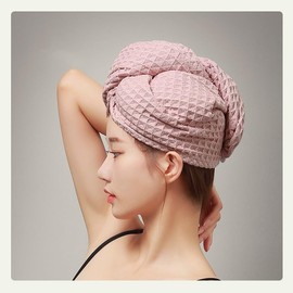 Microfiber Hair Drying Towel - 2Packs Long Hair Head Wraps Terry Cloth Fast Absorbent Dry Anti Frizz Twist Curly Shower Turban for Women Wet Hair (Pink, 25 * 65CM)