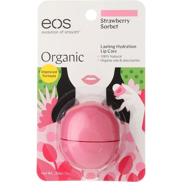eos Smooth Lip Balm Sphere, Strawberry Sorbet 0.25 oz (Pack of 10)