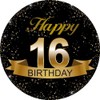 Black and Gold 16th Birthday Party Favor Stickers - 2