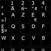 REPLACEMENT FRENCH AZERTY KEYBOARD STICKERS BLACK BACKGROUND