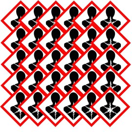 TE-Office Pack of 100 GHS Hazardous Substance Symbols Labels Stickers Hazardous Substance Labelling Harmful GHS 08 10 x 10 mm Sign Multicoloured