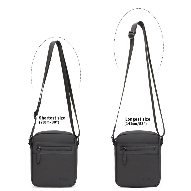 Lemuvlt Small Messenger Bag for Men PU Waterproof Crossbody Bag