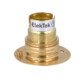 ElekTek ElekTek Brass B22 Batten 52mm Base BC Bayonet Cap Lamp Holder with Shade Ring, NOT for BESA Conduit Box - Made in UK