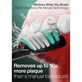 Aquasonic Black Series Ultra Whitening Toothbrush – ADA Accepted Electric Toothbrush- 8 Brush Heads & Travel Case – 40,000 VPM Electric Motor & Wireless Charging - 4 Modes w Smart Timer